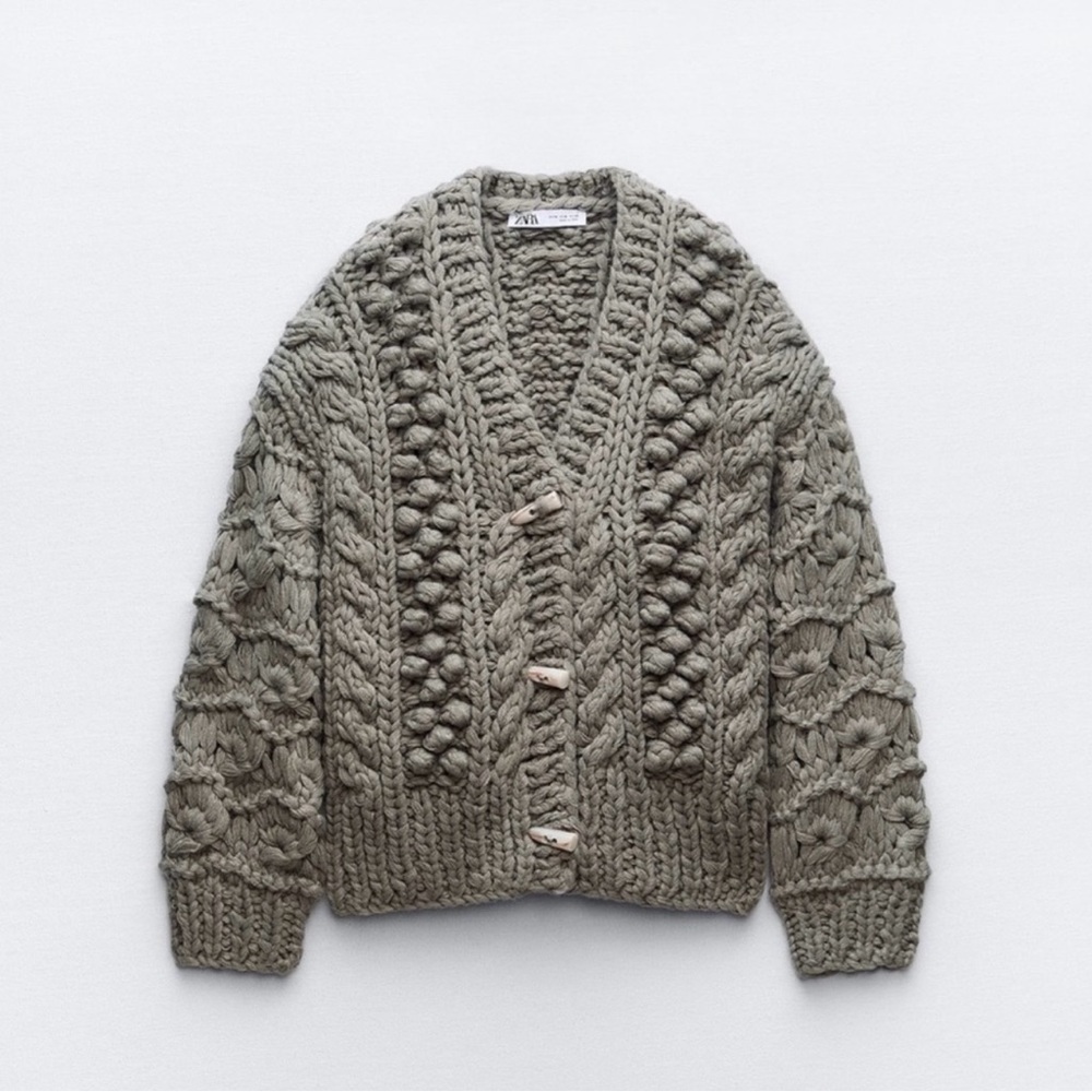 Zara Textured Chunky Knit Cardigan